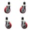 Service Caster 5'' Red Poly Wheel Swivel 1-7/8'' Expanding Stem Caster Set 2 Brakes, 4PK SCC-EX20S514-PPUB-RED-2-TLB-2-178 - alternate 1